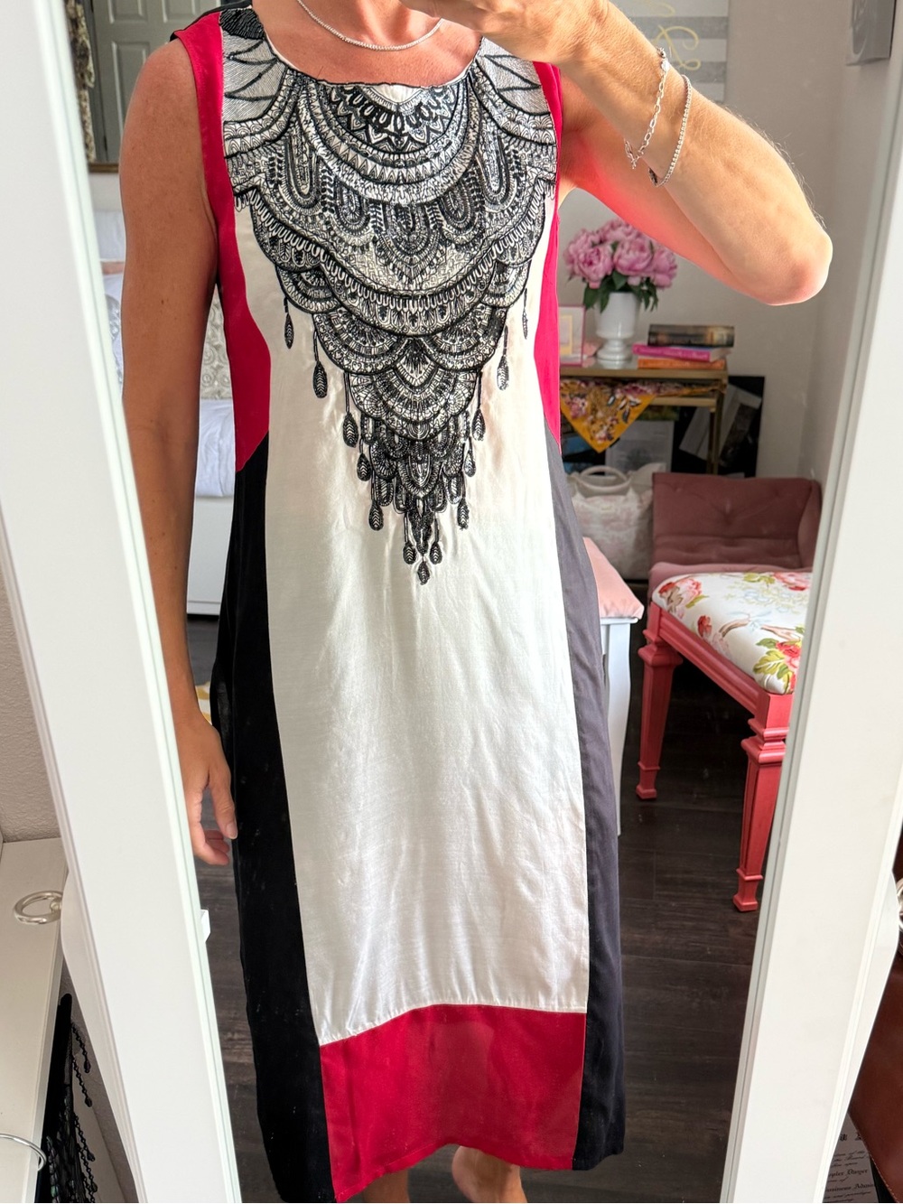 W for Woman Beaded Tunic Dress High Slit Boho Resort Cover Up 8 ⭐